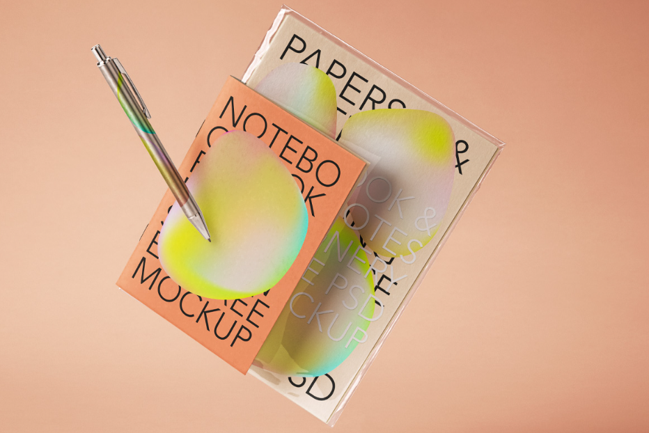 Paper notes PSD notebook Stationery Mockup