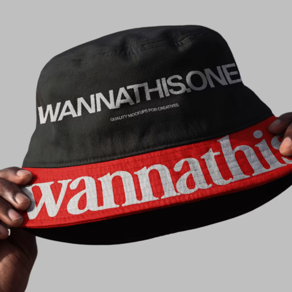 Realistic Bucket Hat Mockup with Hands for Streetwear