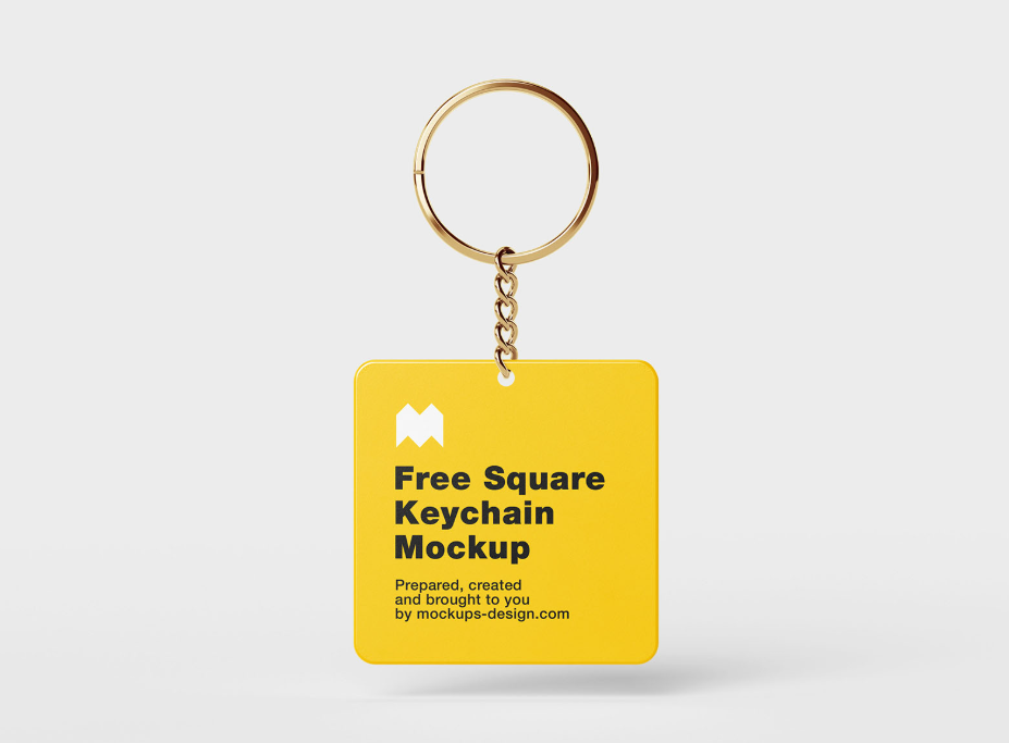 Square Keychain MockupĀ Realistic PSD for Branding