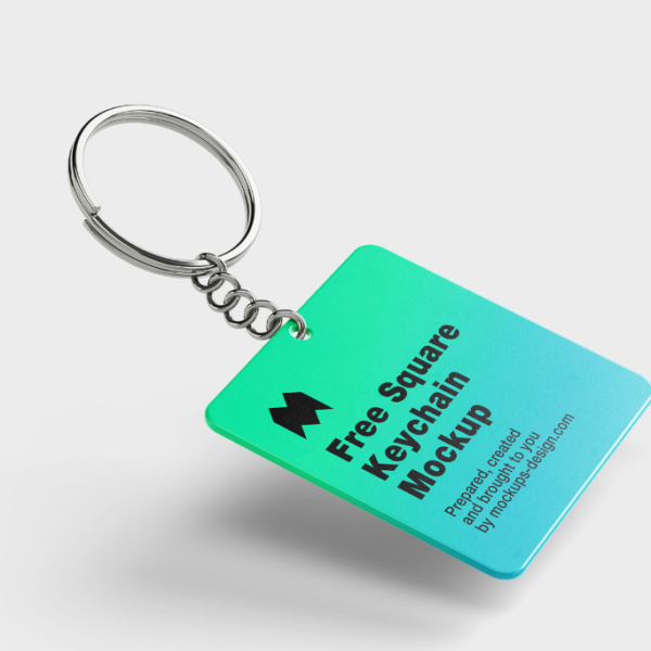 Square Keychain Mockup Realistic PSD for Branding
