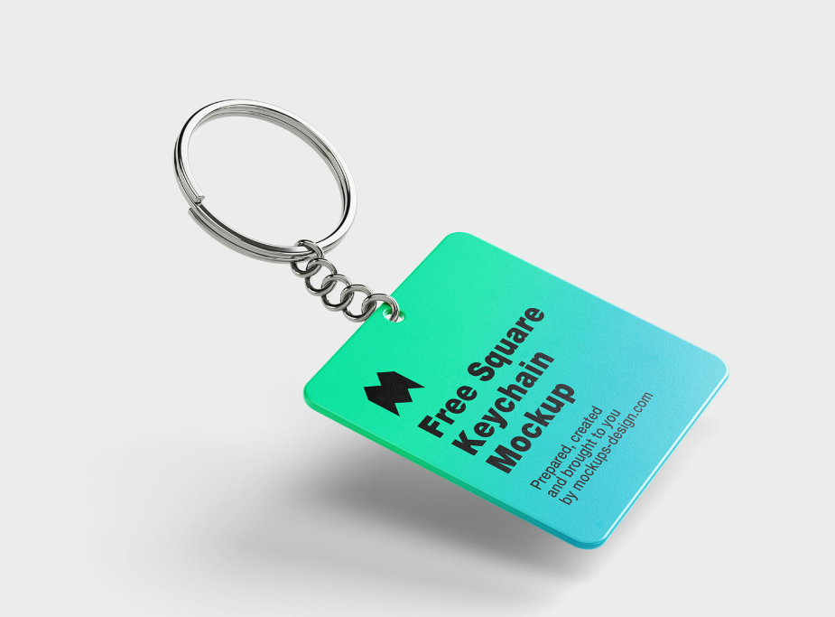 Square Keychain Mockup  Realistic PSD for Branding