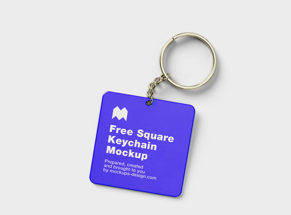Square Keychain MockupĀ Realistic PSD for Branding