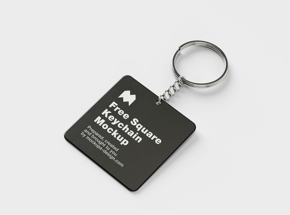 Square Keychain MockupĀ Realistic PSD for Branding