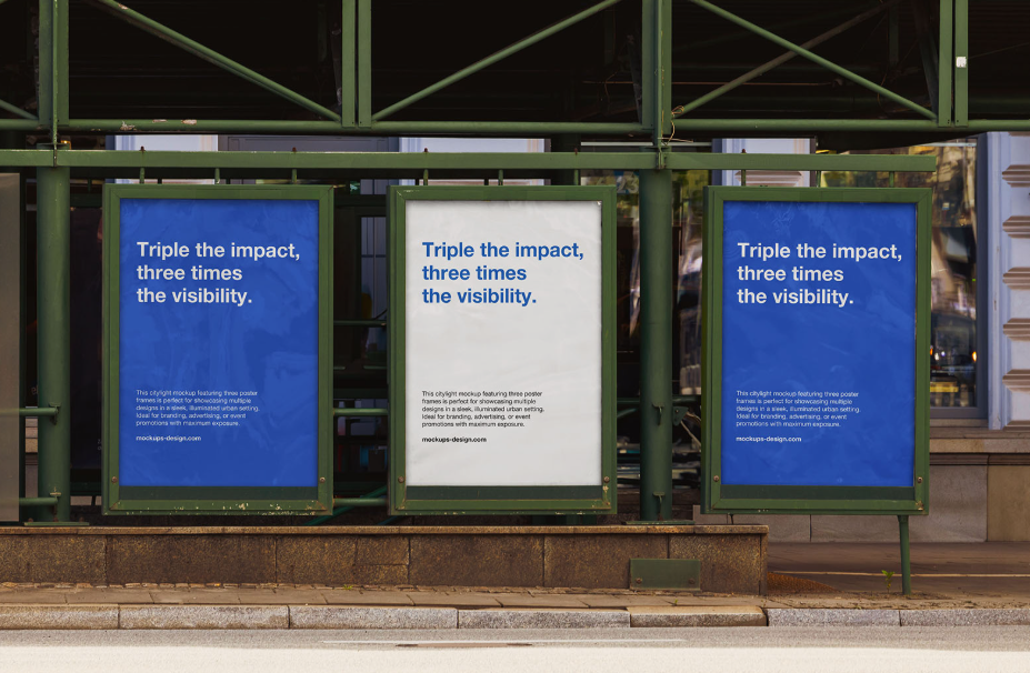 Three Posters in Metal Frames Mockup