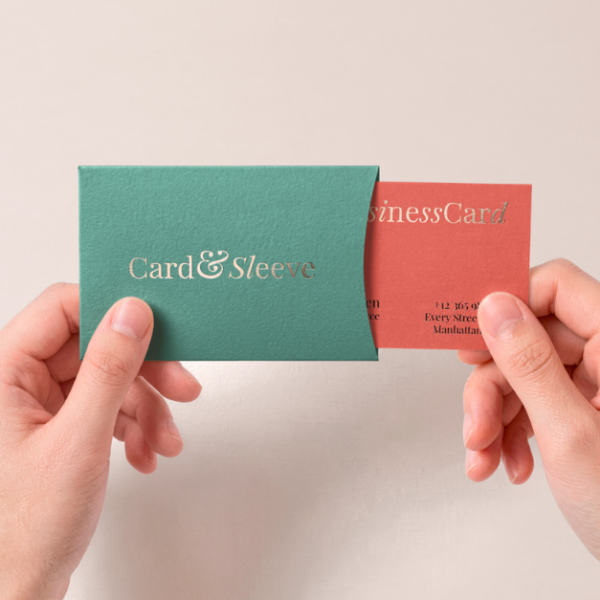 Top Down Business card Mockup Textured Sliding Sleeve