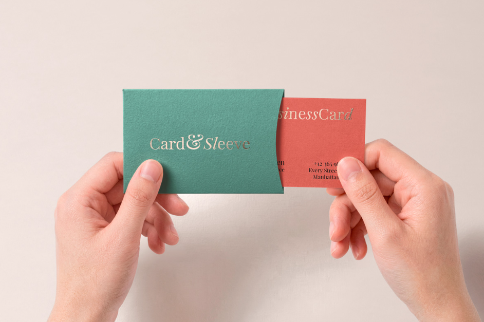 Top Down Business card Mockup Textured Sliding Sleeve