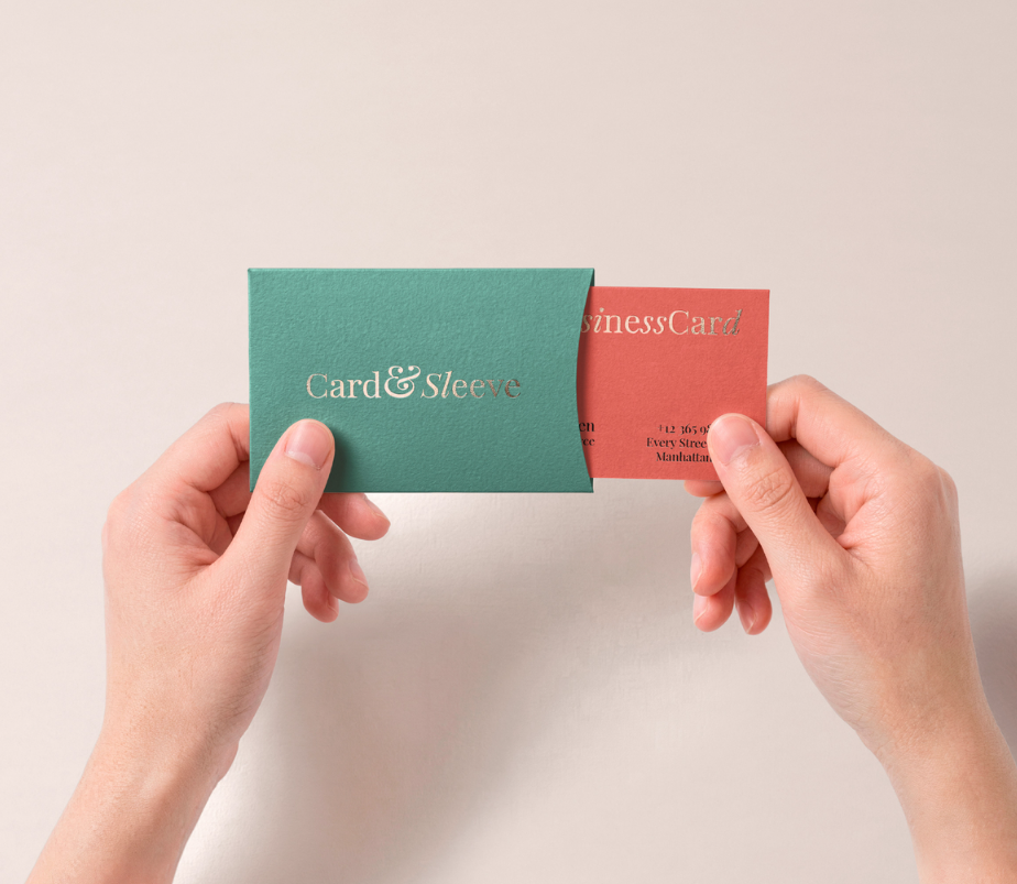 Top Down Business card Mockup Textured Sliding Sleeve