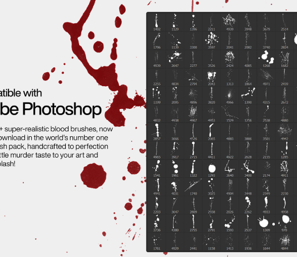 100+ Blood Photoshop Brushes Horror effects in 4K