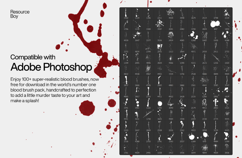 100+ Blood Photoshop Brushes Horror effects in 4K