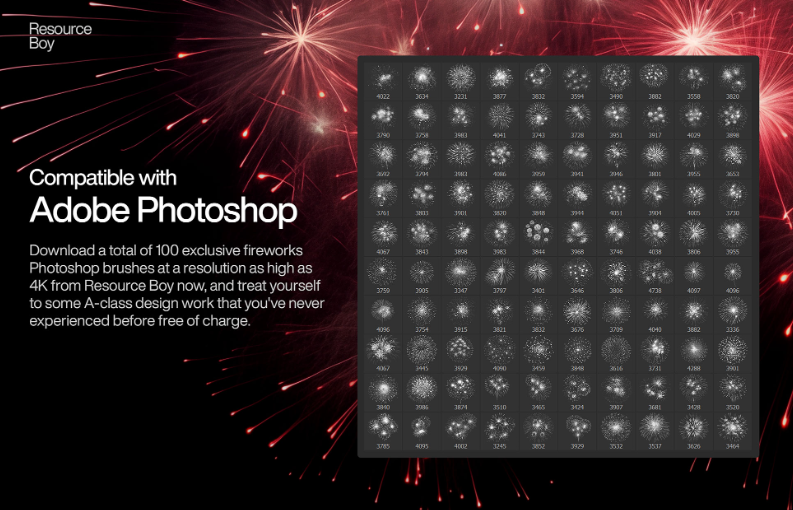 100 Fireworks Photoshop Brushes explosive