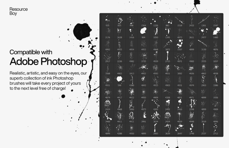 100 Ink Photoshop Brushes Artistic Detail in 4K