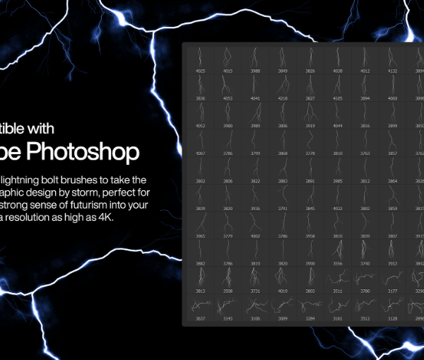 100 Lightning Bolt Photoshop Brushes Futuristic Designs