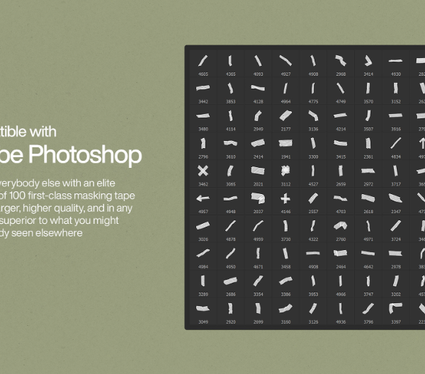100 Masking Tape Photoshop Brushes