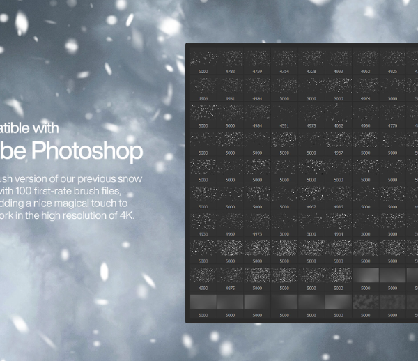 100 Snow Photoshop Brushes effects in 4K
