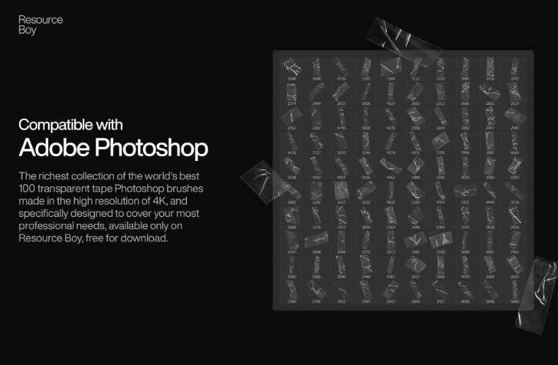 100 Transparent Tape Photoshop Brushes