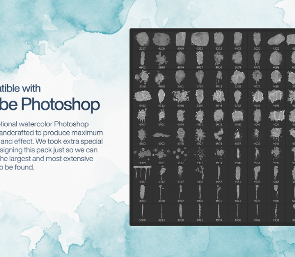 100 Watercolor Photoshop Brushes Artistic Flow