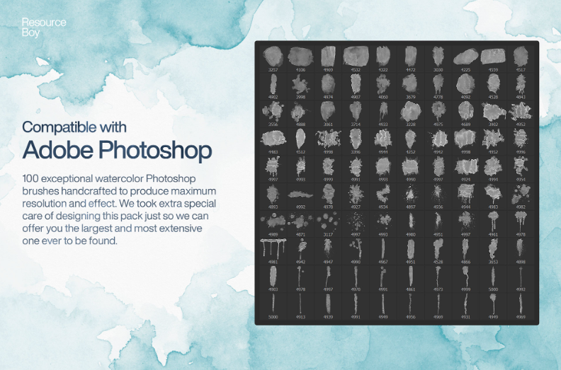 100 Watercolor Photoshop Brushes Artistic Flow
