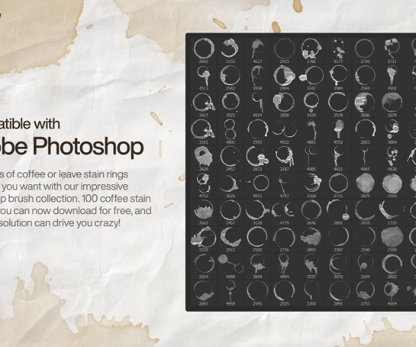 100 coffee Stain Photoshop Brushes
