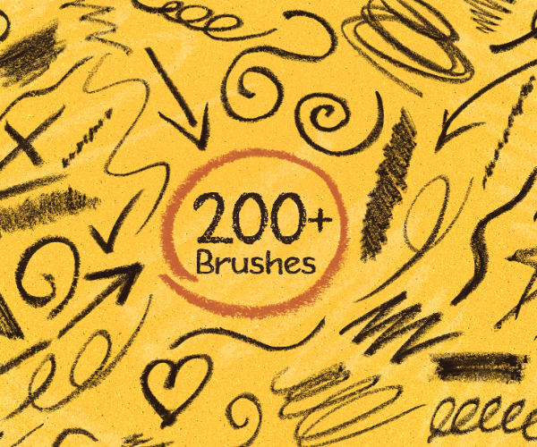 200+ crayon Photoshop Brushes