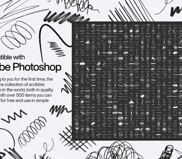 500+ Scribble Photoshop Brushes creative Designs