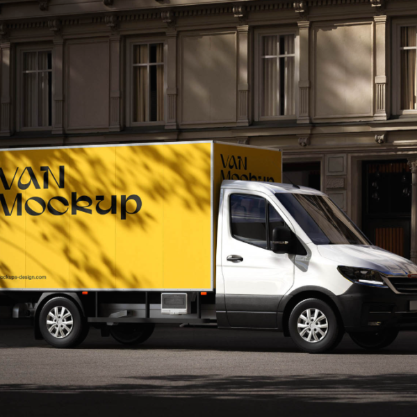 Box Body Delivery Van Mockup Branding in context