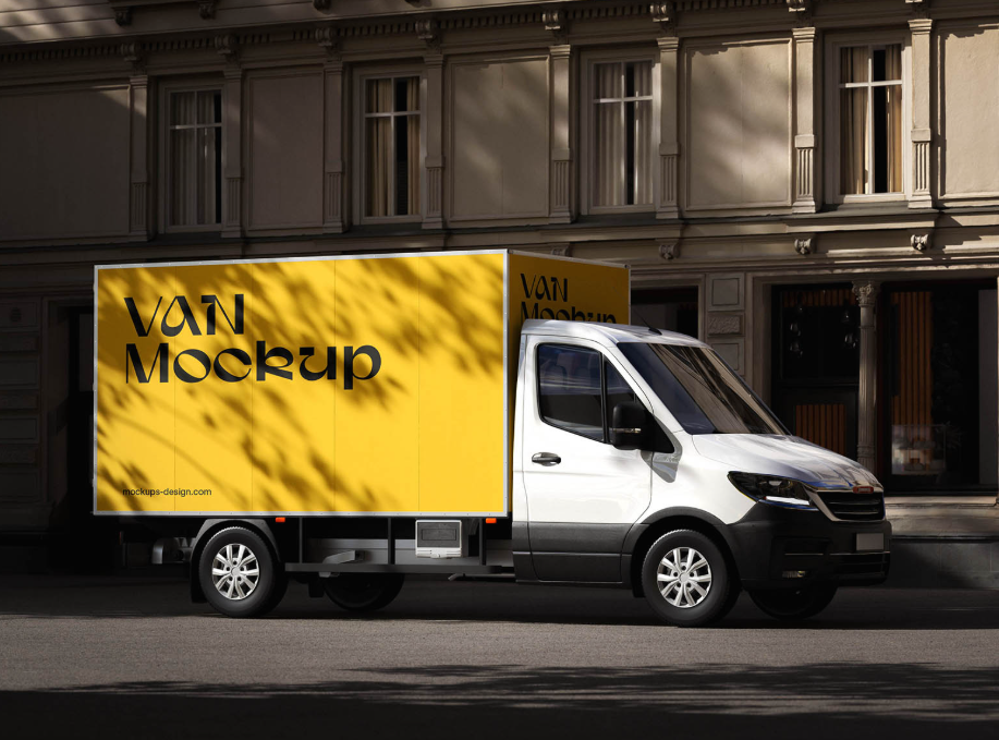 Box Body Delivery Van Mockup Branding in context