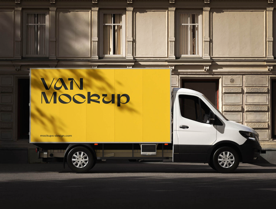 Box Body Delivery Van Mockup Branding in context