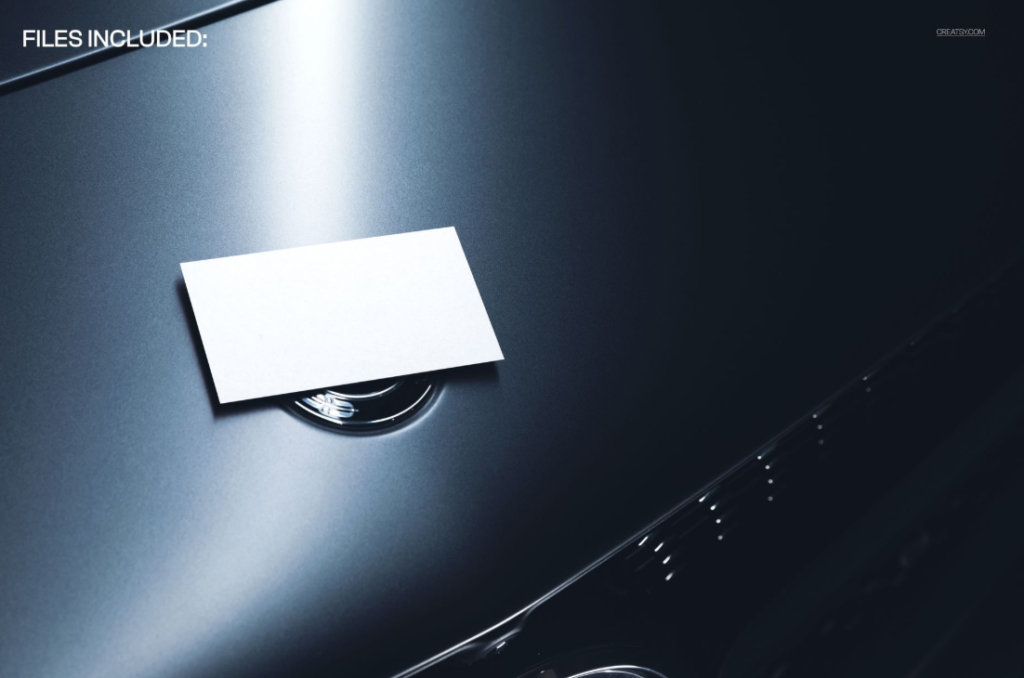 Business card on Luxury car Hood Mockup