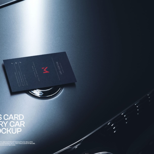 Business card on Luxury car Hood Mockup