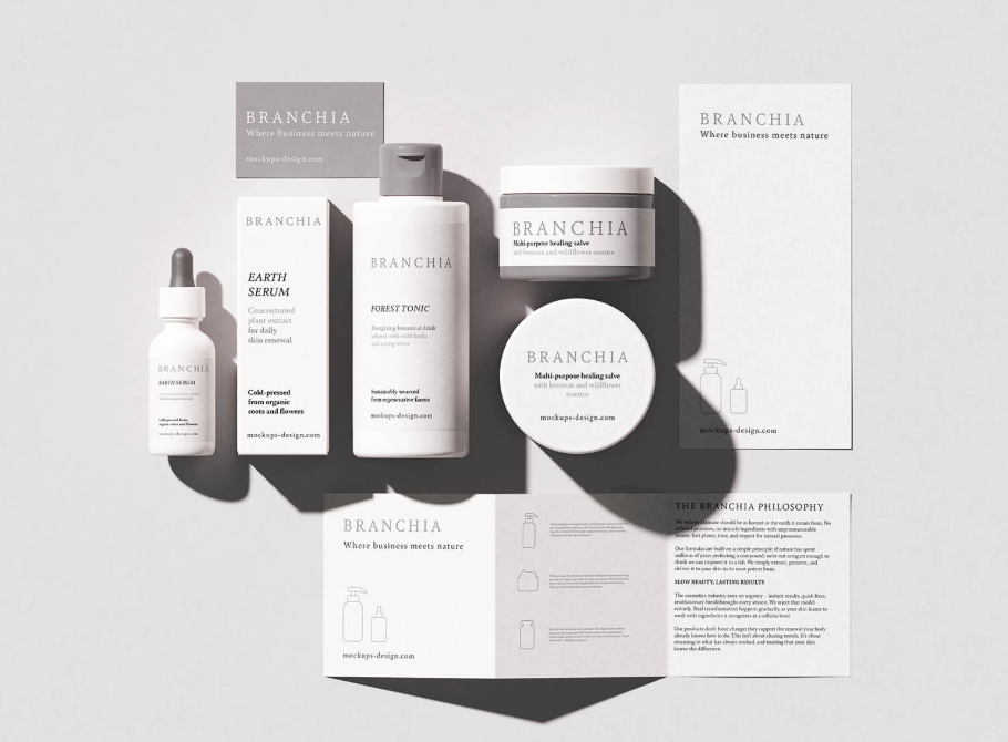Cosmetic Brand Identity Scene Mockup