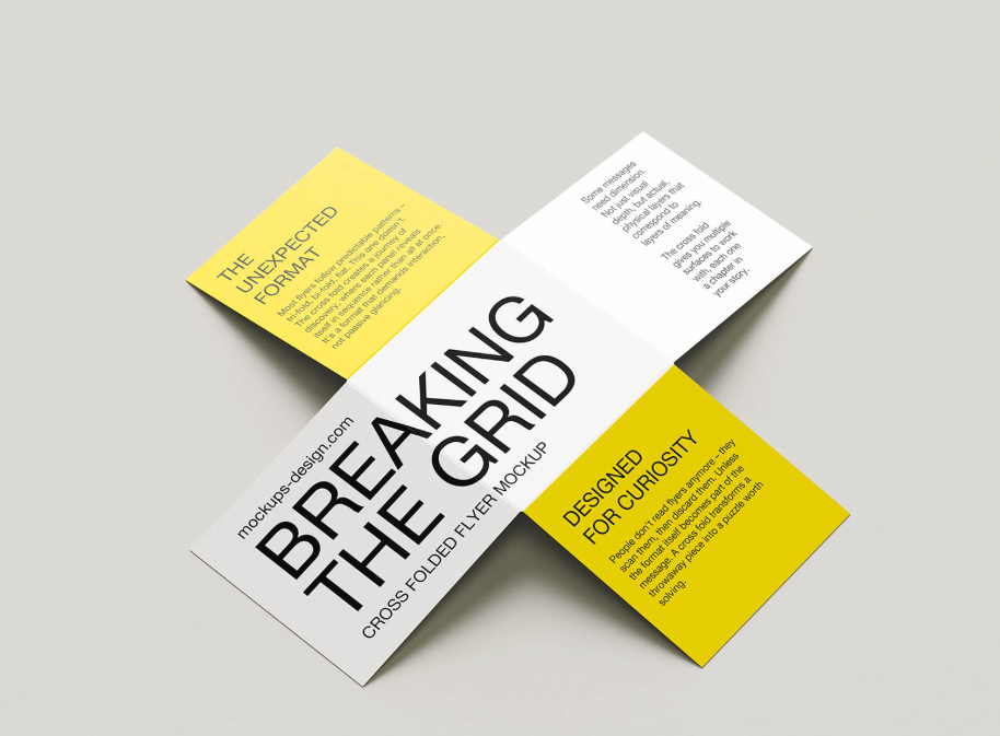 Cross Folded Flyer Mockup Full Panel control