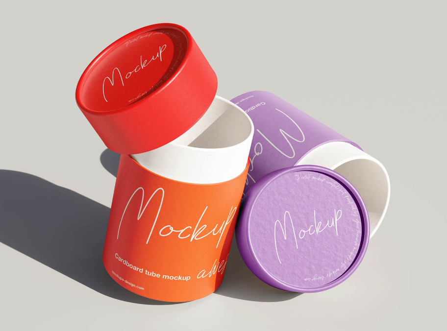 Cylindrical cardboard Tube Mockup