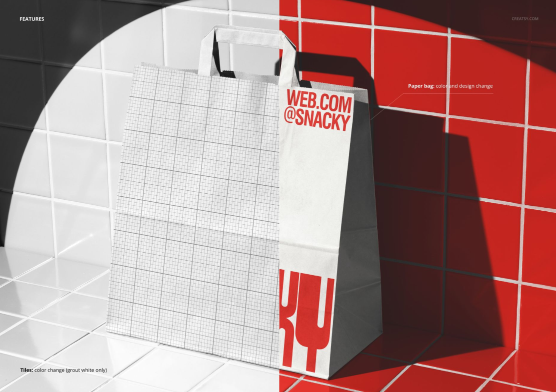 Fast Food Takeaway Paper Bag Mockup