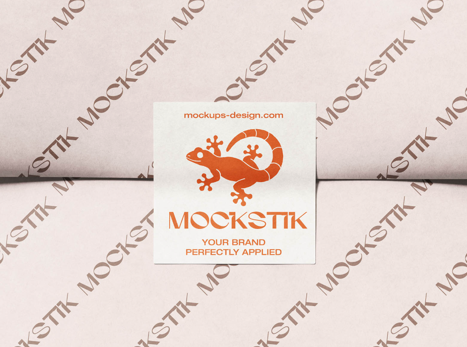 Flat Square Sticker Mockup Unboxing context