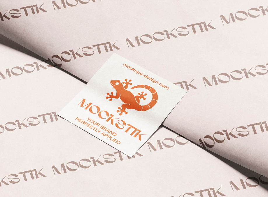 Flat Square Sticker Mockup Unboxing context