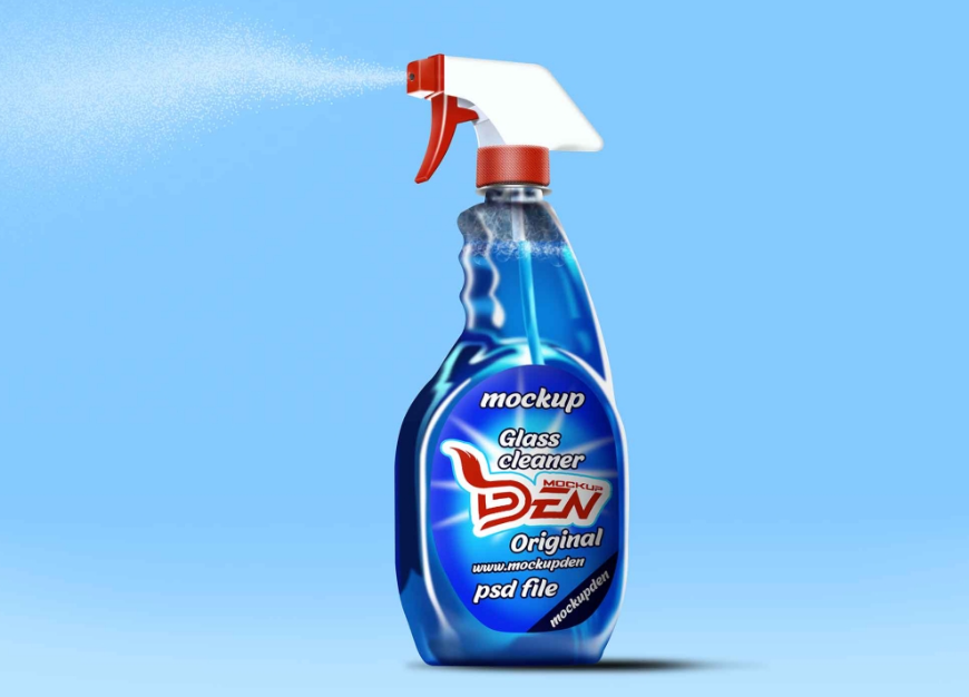 Free Realistic Glass cleaner Mockup PSD