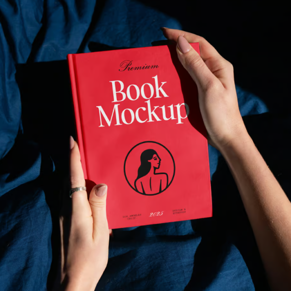 Free Woman Holding Book PSD Mockup
