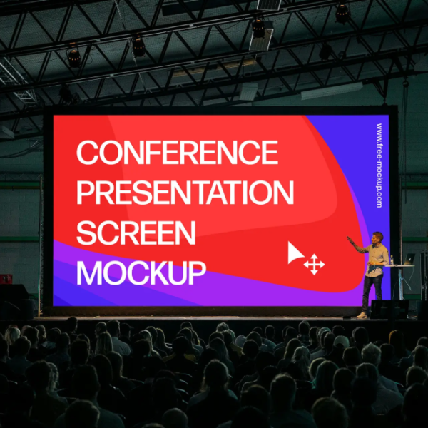 Free conference Presentation Screen Mockup Tech Launch Displays