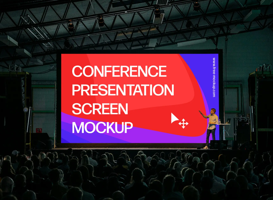 Free conference Presentation Screen Mockup Tech Launch Displays