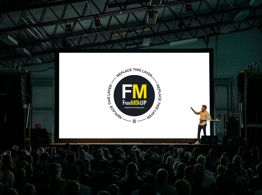 Free conference Presentation Screen Mockup Tech Launch Displays