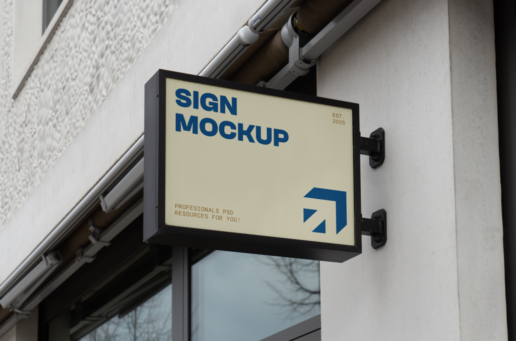 Horizontal Sign on Wall Mockup