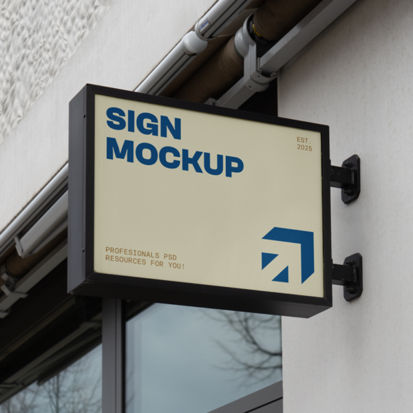 Horizontal Sign on Wall Mockup