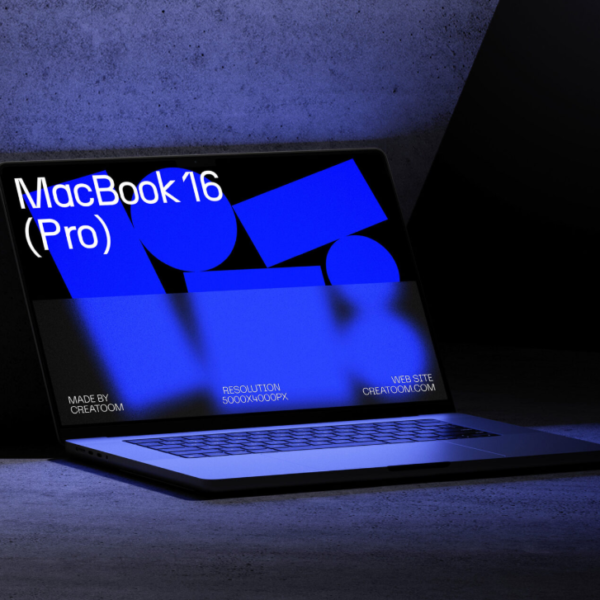 MacBook 16 Pro mockup on concrete Background
