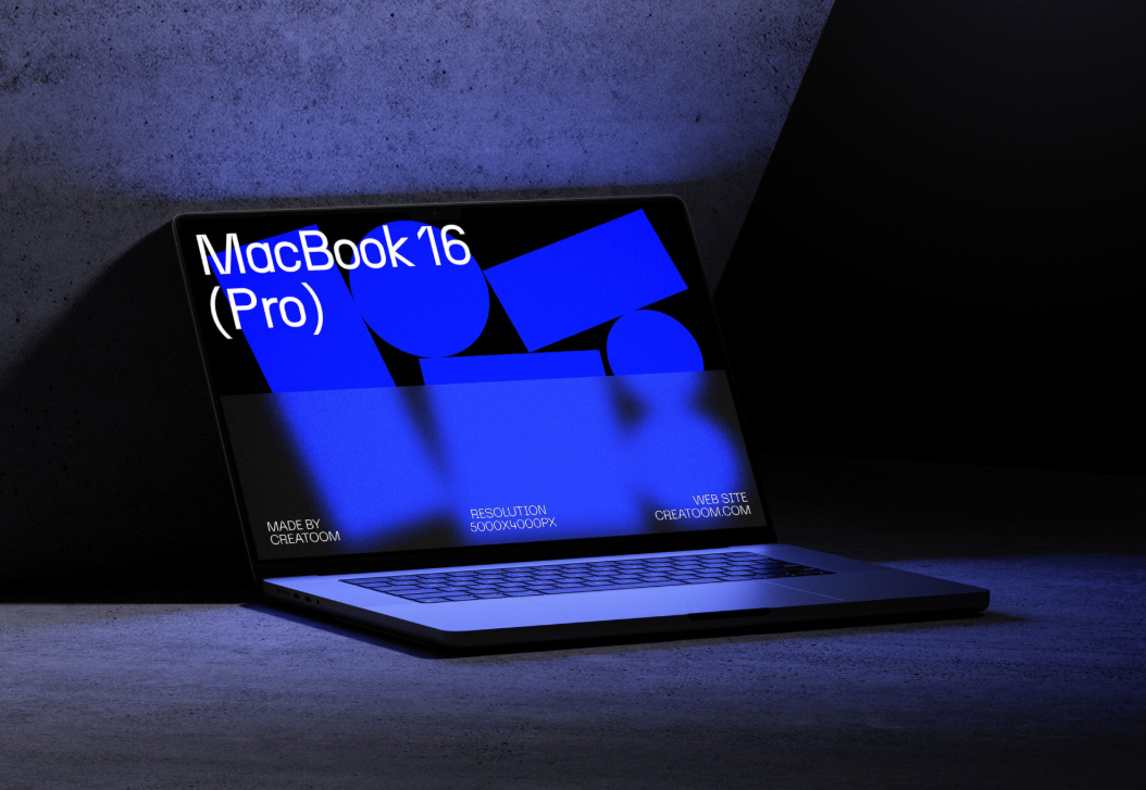 MacBook 16 Pro mockup on concrete Background