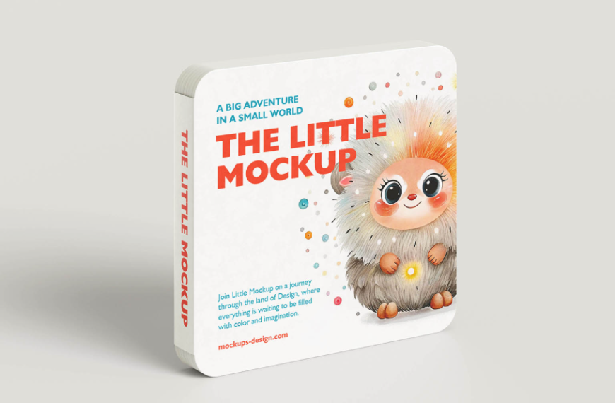 Square Board childrens Book Mockup Book PSD Presentation Set