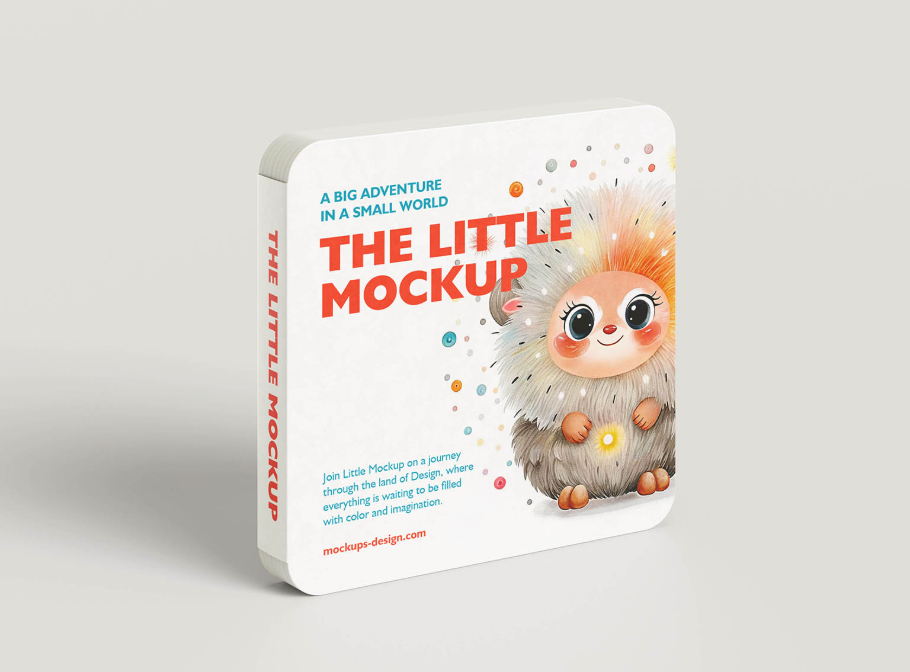 Square Board childrens Book Mockup Book PSD Presentation Set