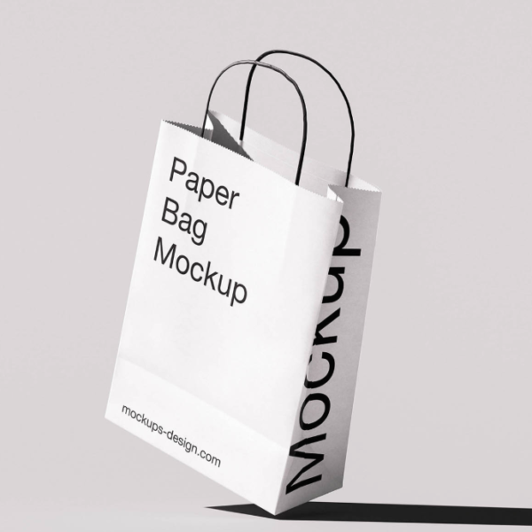 Twisted Handle Paper Bag Mockup Stylish Retail Packaging Presentation