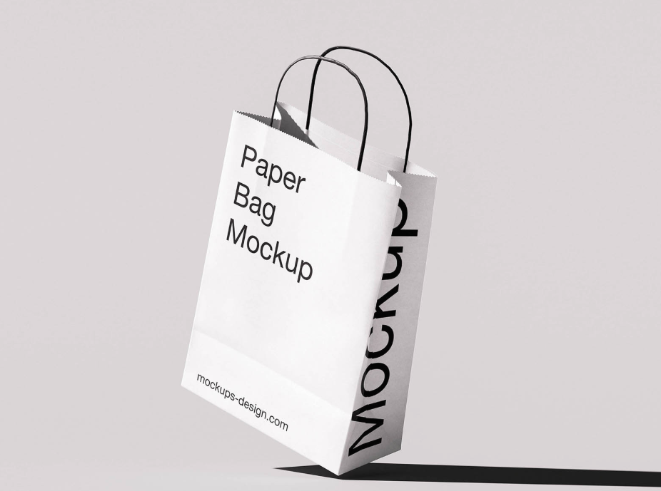 Twisted Handle Paper Bag Mockup Stylish Retail Packaging Presentation