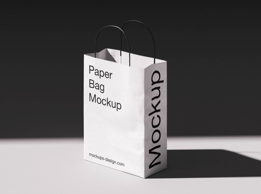 Twisted Handle Paper Bag Mockup Stylish Retail Packaging Presentation