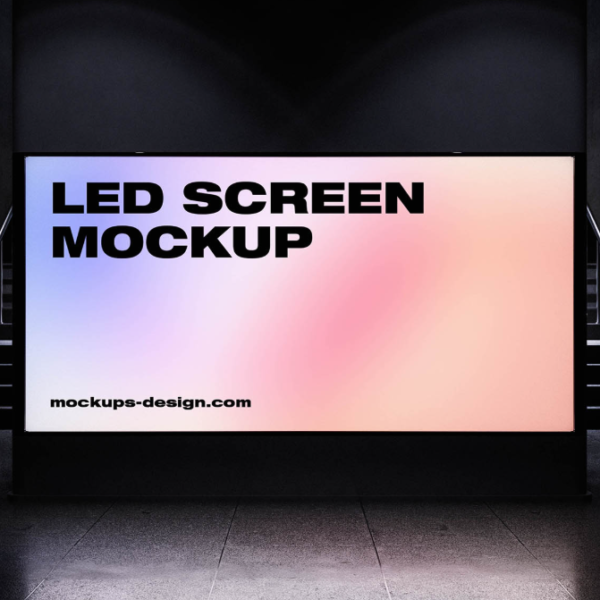 Underground LED Screen Billboard Mockup